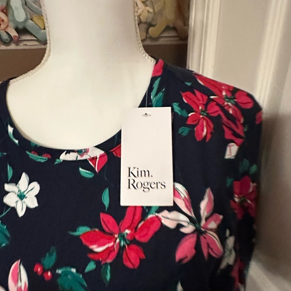 Kim Rogers Floral Long Sleeve Top NWT size 2x - Picture 2 of 4